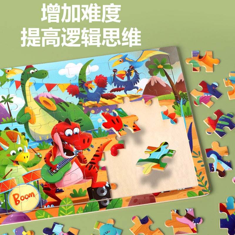 60 Pieces Of Puzzle Wooden Toddler Puzzle Animation Cartoon Flat Puzzle Early Education Educational Toys Manufacturer - Image 4